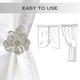 Set of 2 Metal Curtain Tiebacks "“ Elegant Poppy Flower Design Clip, Ivory