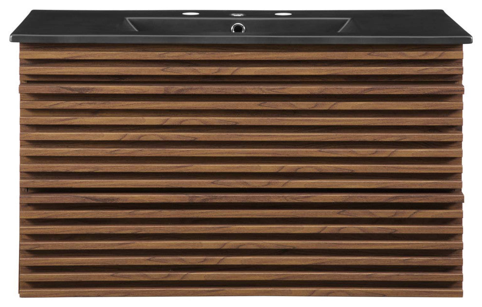Render 36" Wall-Mount Bathroom Vanity Walnut Black -5395