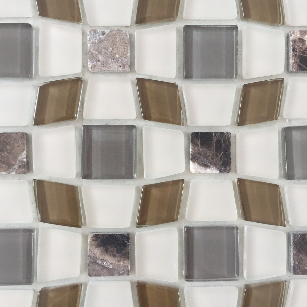 12"x12" Peel and Stick Glass Mosaic Wall Tile, Set of 12