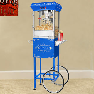 Popcorn Machine with Cart and 5-Pack of Kernels 8oz Popper