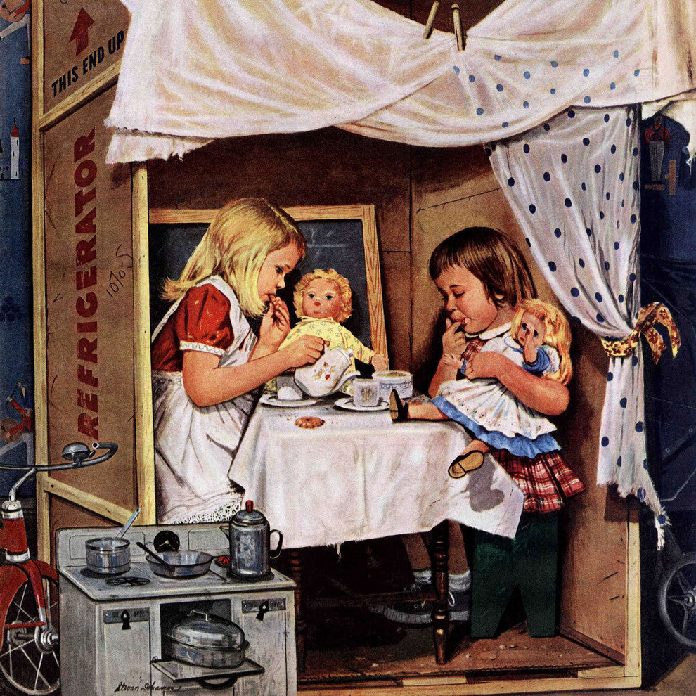 "Playing House" Painting Print on Canvas by Stevan Dohanos