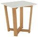 Acme Tartan Accent Table Marble Top and Natural Finish