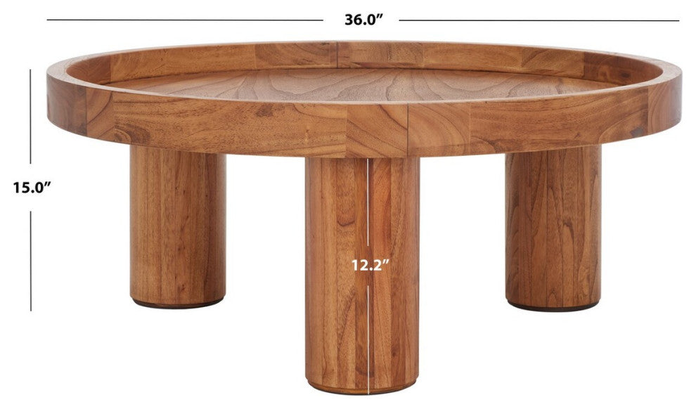 Safavieh Meek 3 Leg Round Coffee Table, Natural