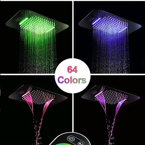 Thermostatic Recessed Ceiling Mount Led Rainfall Shower System, Remote Control