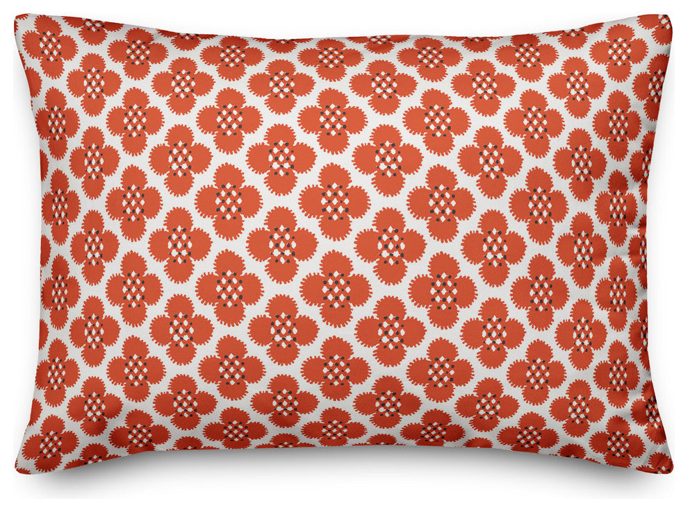 Red Floral Pattern Throw Pillow