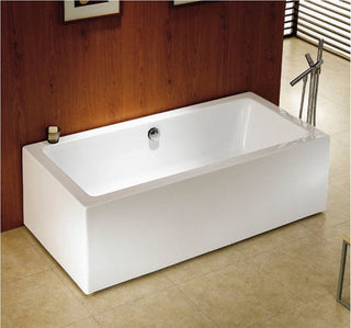 Aqua Eden 67" Acrylic Freestanding Rectangular Tub With Drain, White