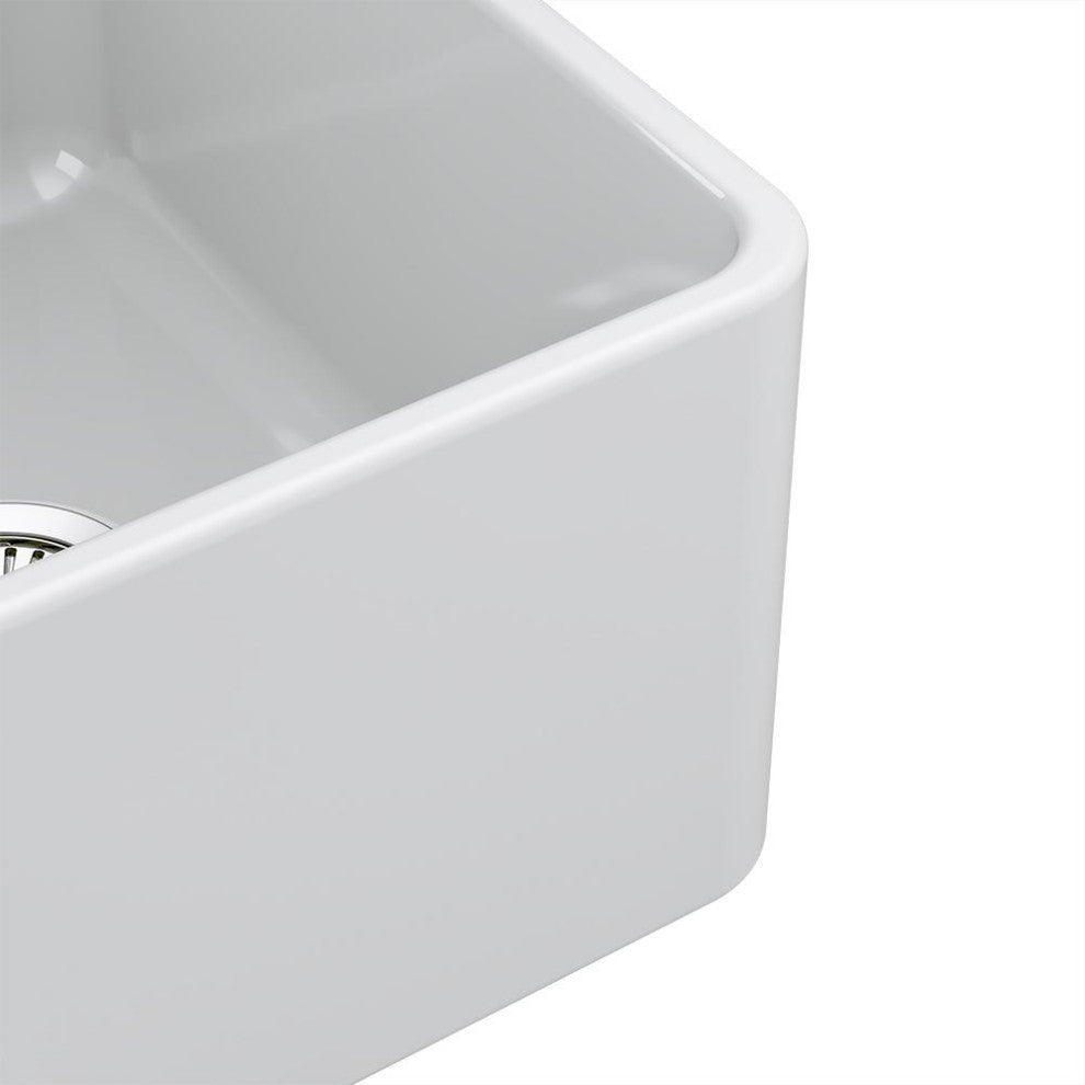 Fine Fixtures White Fireclay Farmhouse Butler Kitchen Sink, 33"