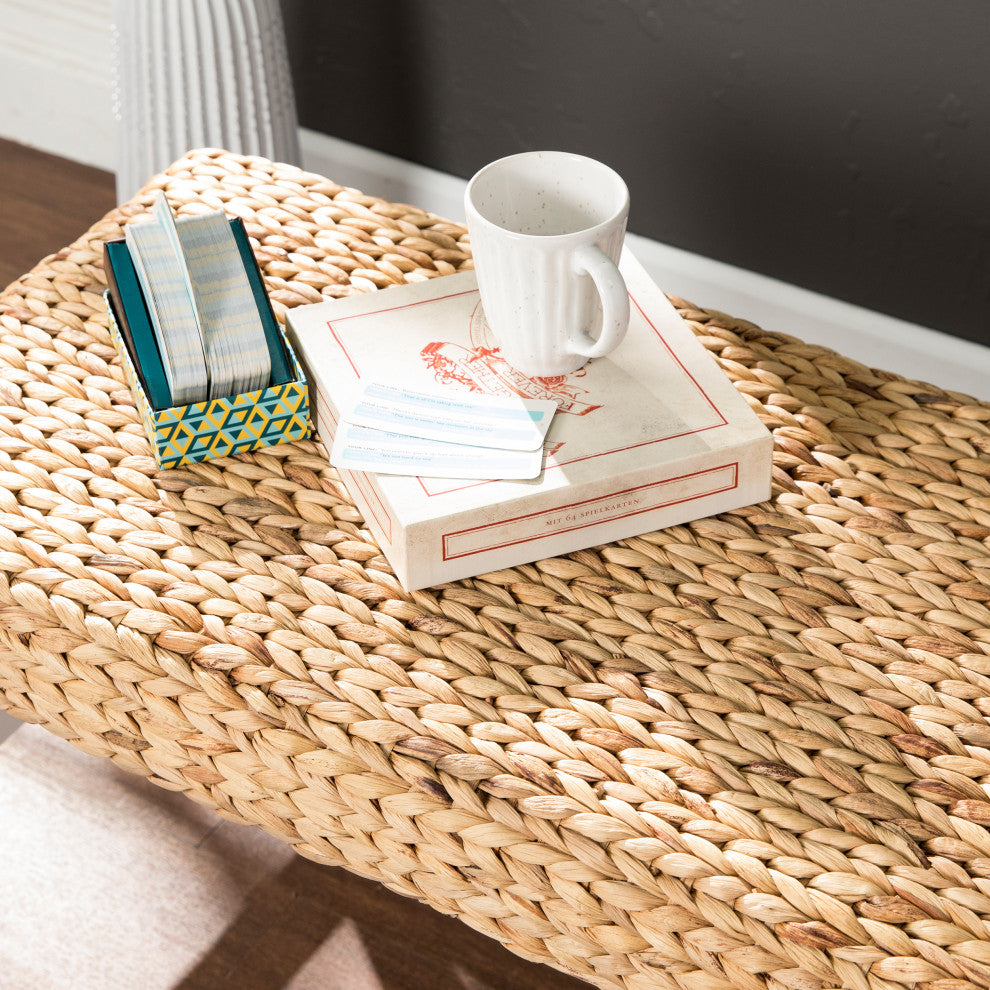 Acors White Woven Coffee Table Bench