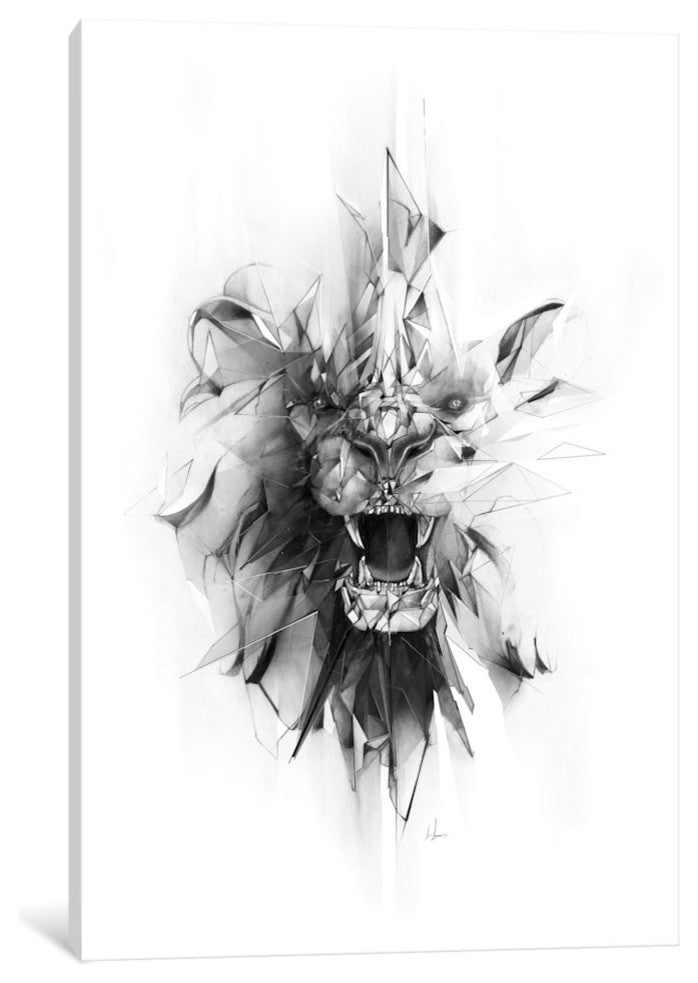 "Stone Lion" by Alexis Marcou, Canvas Print, 18"x12"