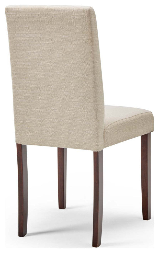 Side Dining Chair and Table Set, Fabric, Drak Brown Beige, Modern, Cafe Bistro