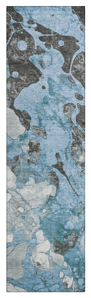 Machine Washable Indoor/Outdoor Chantille ACN1909 Blue 2'3" x 7'6" Runner Rug