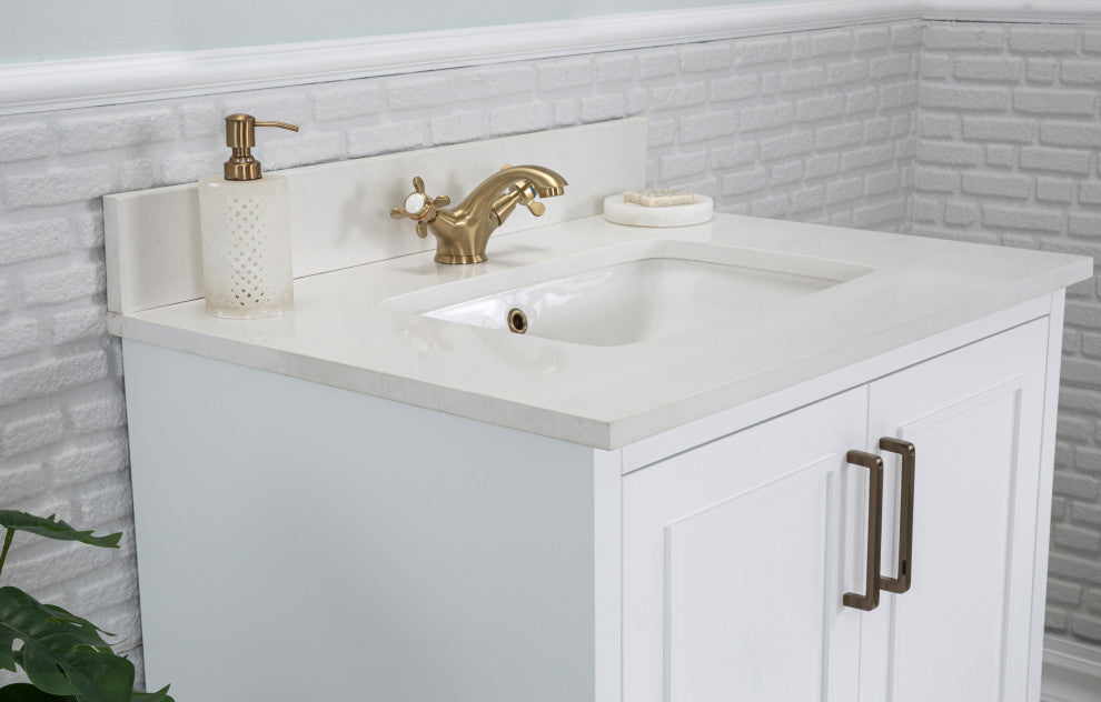 Albia Collection 30" Bathroom Vanity With Sink, Mirror, Countertop, White