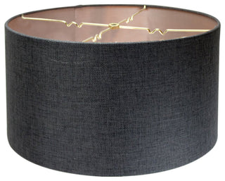 Granite Burlap Hardback Drum Lampshade 16"x16"x9", Granite Gray