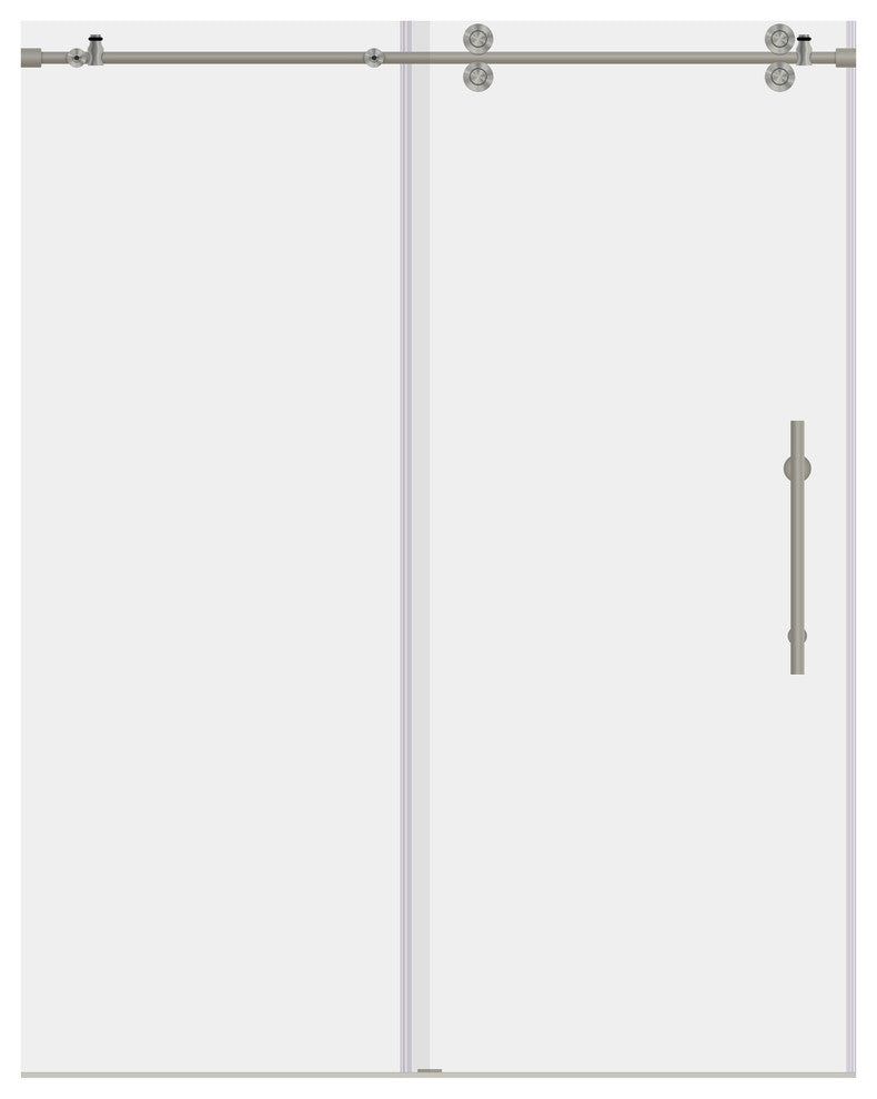Shower Doors, Frameless, 12mm Clear Tempered Glass, ULTRA-D Collection, Brushed Nickel, 56-60"x79"