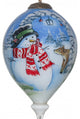 Adorable Snowman and Deer Hand Painted Mouth Blown Glass Ornament