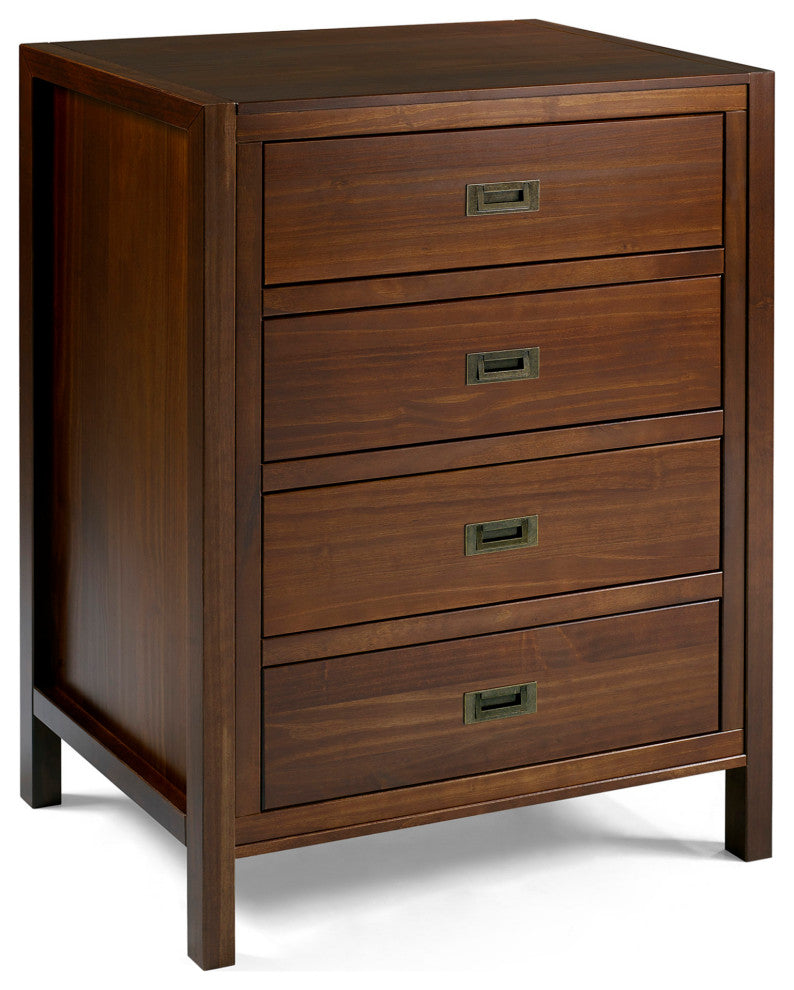 Lydia 40" Classic Solid Wood 4 Drawer Chest - Walnut