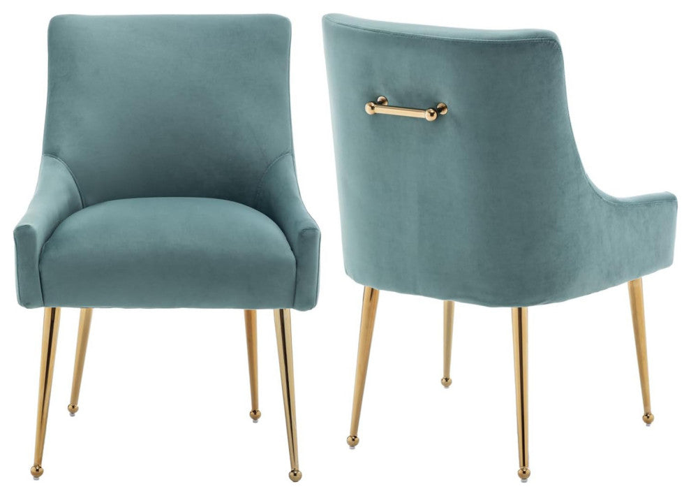 SEYNAR Velvet Dining Chairs, Set of 2, Upholstered Accent Side Chairs, Green