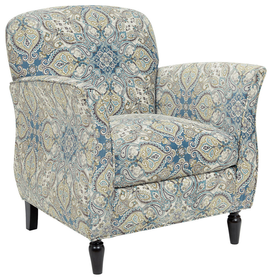 Madison Park Eclectic Paisley Flared Accent Arm Chair, Paisley Blue