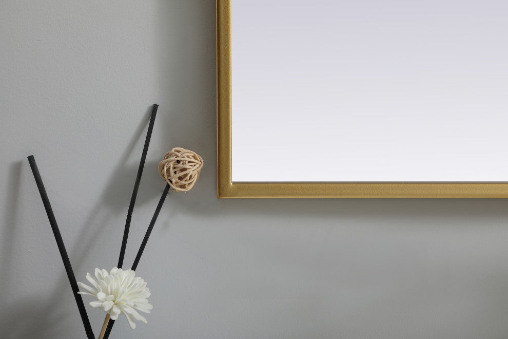 Metal Frame Arch Mirror 27X36 Inch, Brass