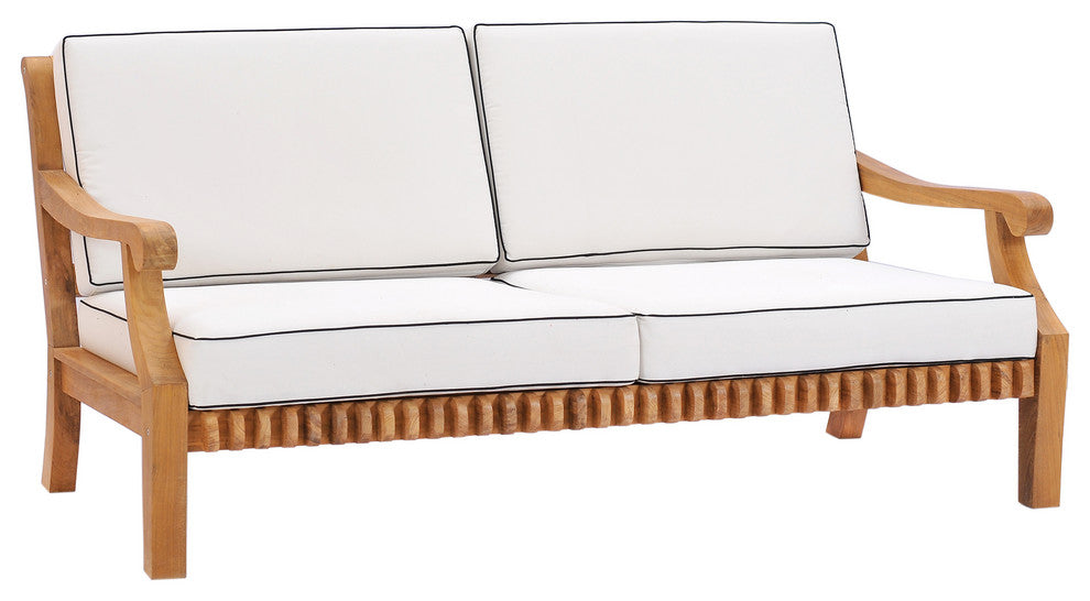 Teak Wood Deep Seating Patio Love Seat with Cushions