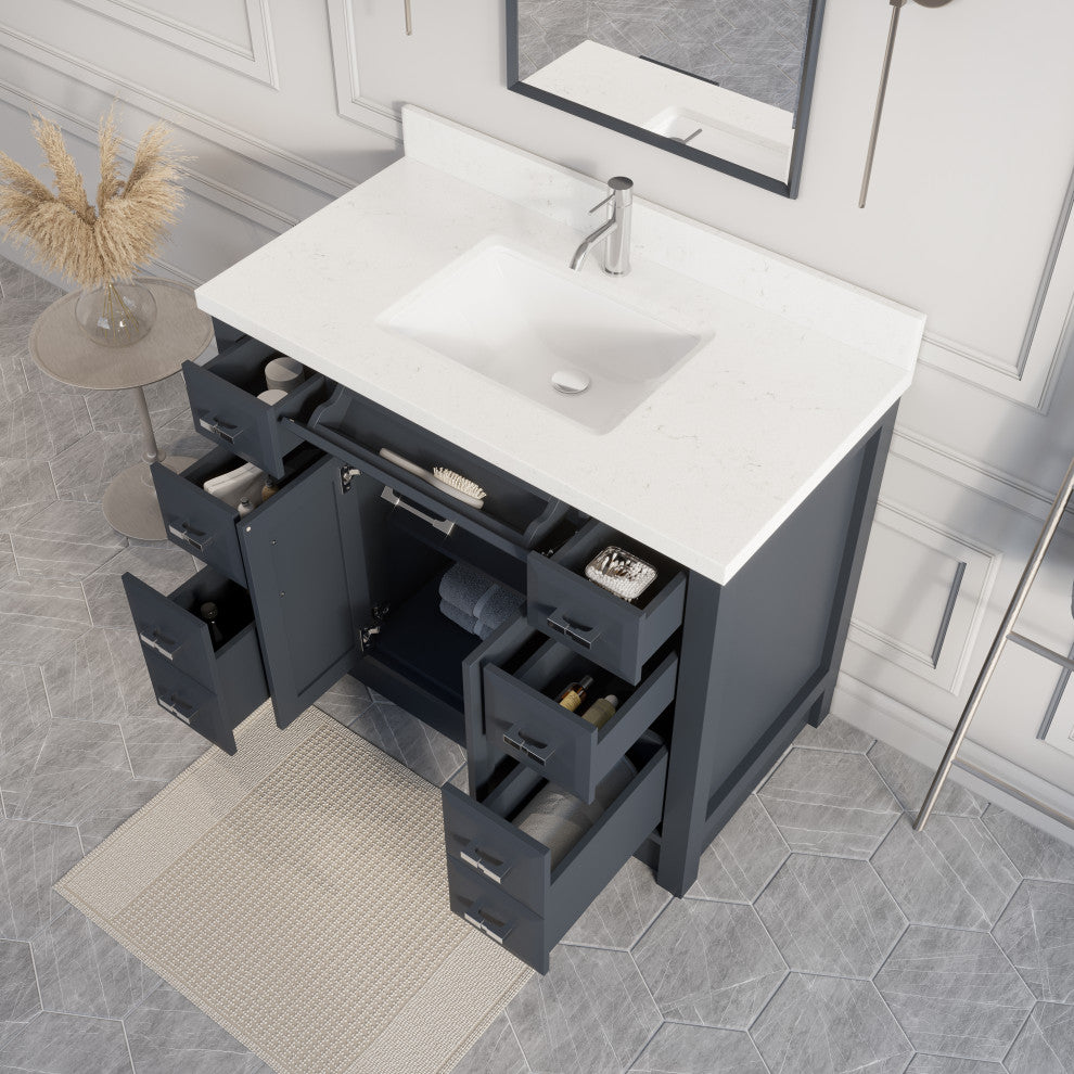 Calais 42" Bathroom Vanity, Pepper Gray