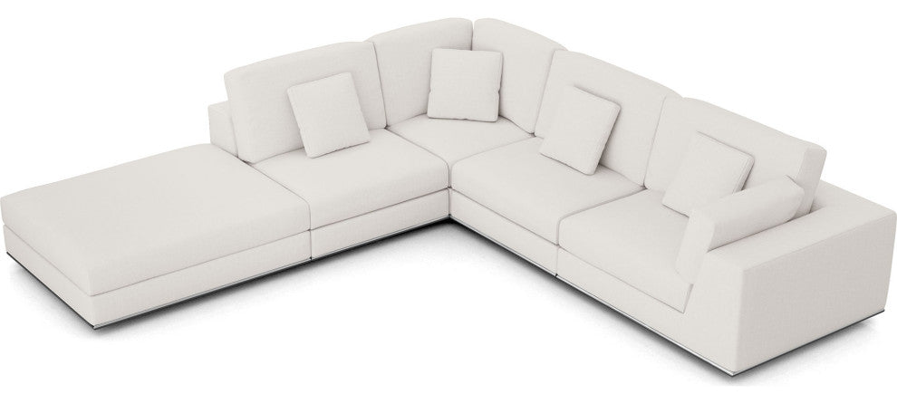 Perry Sectional 1 Arm Corner Open Sofa, Chalk Fabric