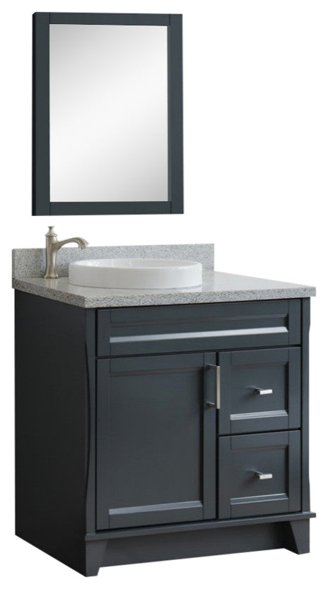37" Single Sink Vanity, Dark Gray Finish With Gray Granite