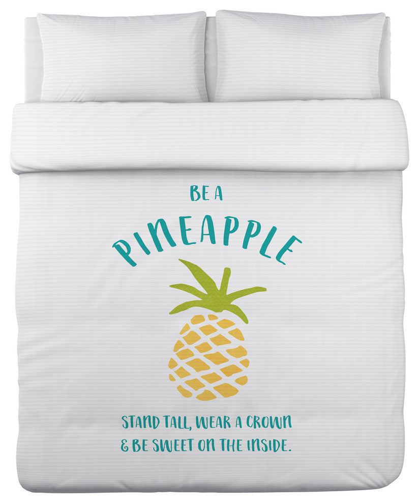 Be A Pineapple, White Lightweight King Duvet Cover