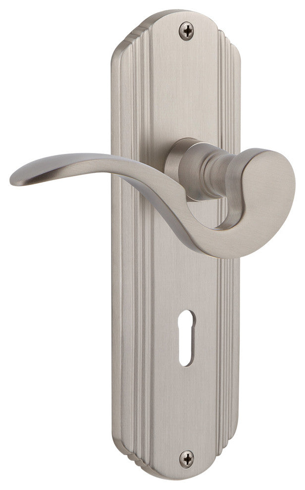 Deco Plate With Keyhole Manor Lever, Satin Nickel, Privacy, Non-Handed