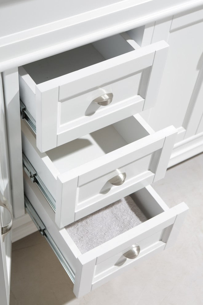 Hudson 72" Double Sink Vanity Set, White With White Carrara Marble Countertop