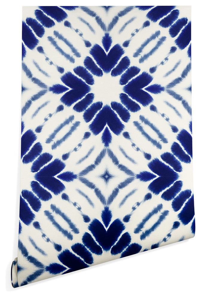 Deny Designs Jacqueline Maldonado Water Shibori Blue Wallpaper, Blue, 2'x8'