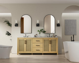 Home Living 84" Double Bathroom Vanity, Linen Oak