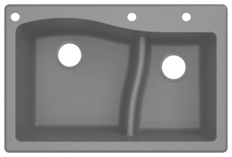 Aversa SilQ Granite 33-in. Drop-in Kitchen Sink with 3 BAD Faucet Holes in Grey