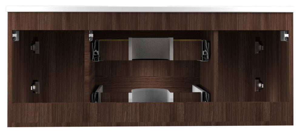 Conques 48" Wall Mount bathroom Vanity Set, Dark Brown