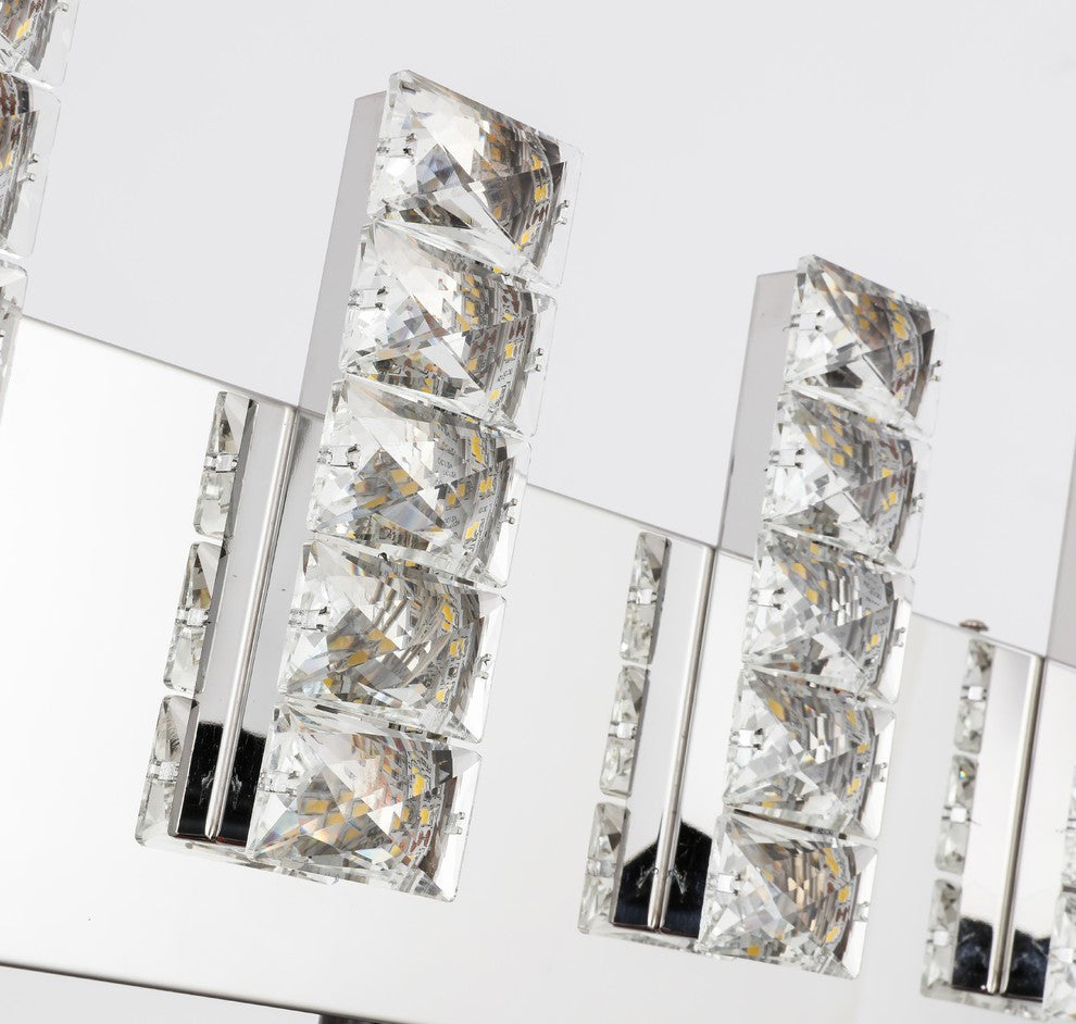 LED Rectangular Wall Sconce With Crystals
