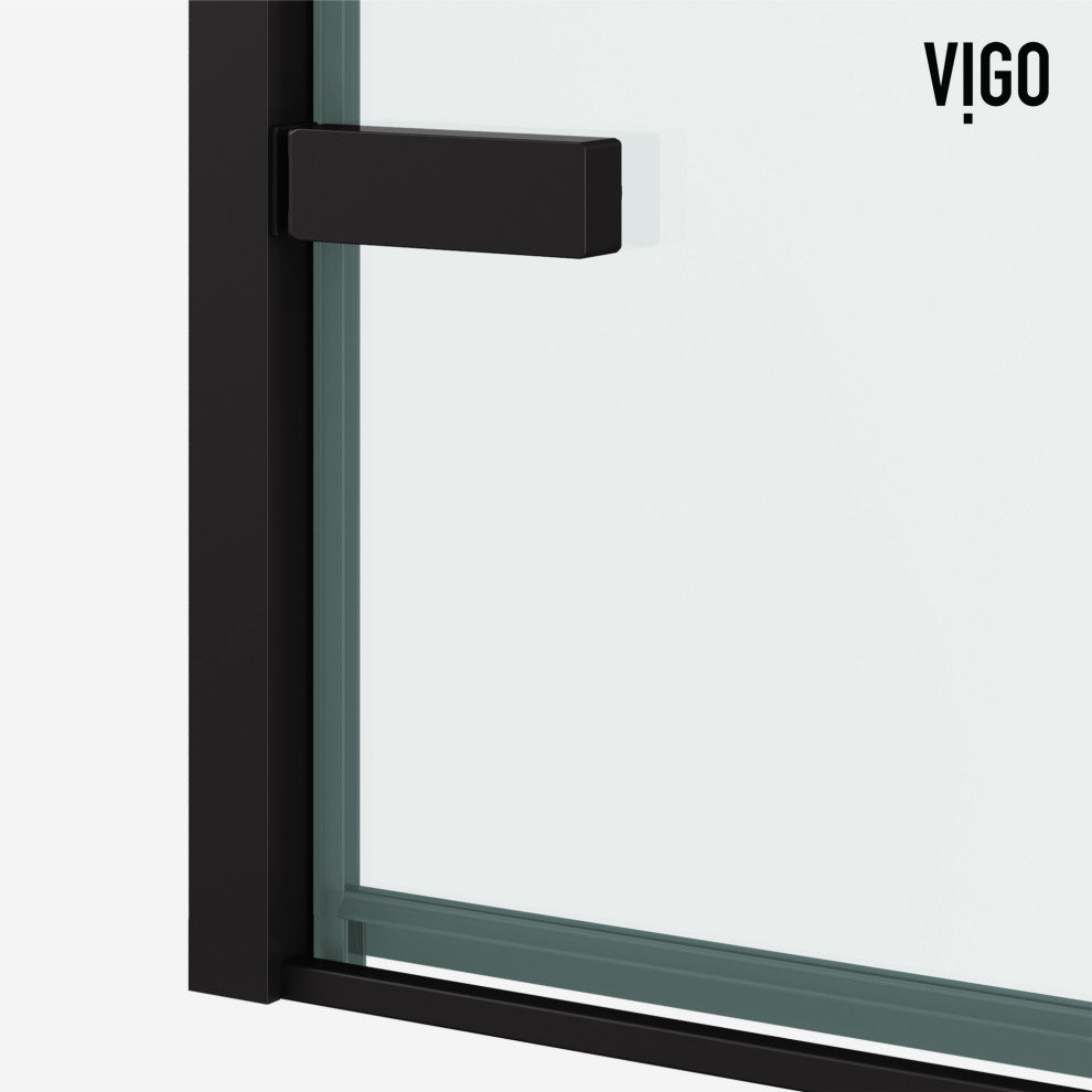 VIGO Meridian 34"D x 34"W x 73"H Framed Hinged Shower Enclosure, Matte Black
