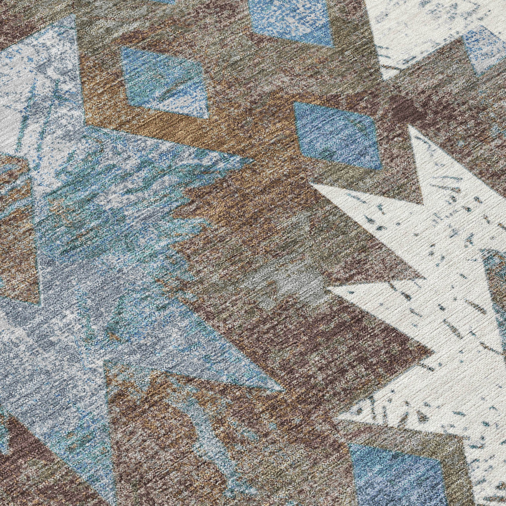 Machine Washable Indoor/Outdoor Chantille ACN1879 Brown 10' x 14' Rug