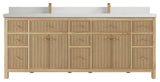 Sonoma 84 Double Sink Bath Vanity in Light Natural Teak with 2" White Quartz