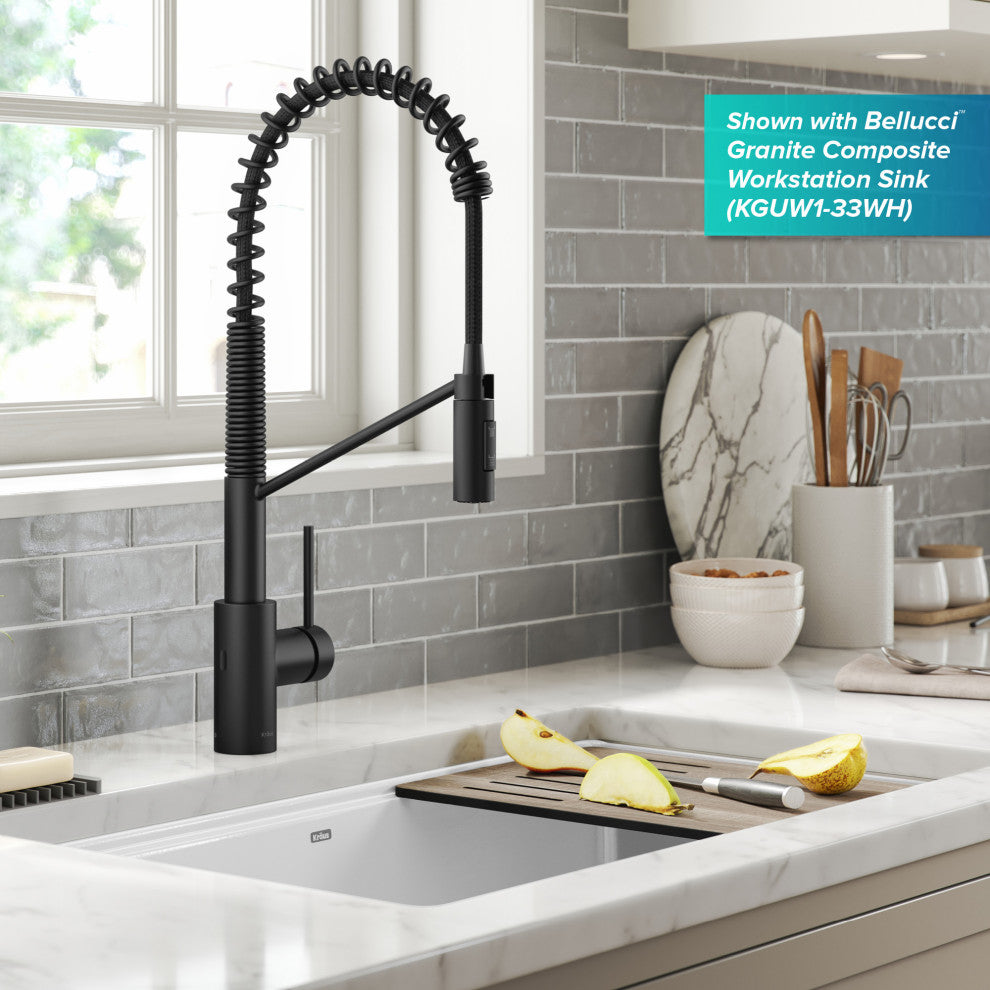 Oletto Touchless Pull-Down 1-Hole Kitchen Faucet, Black