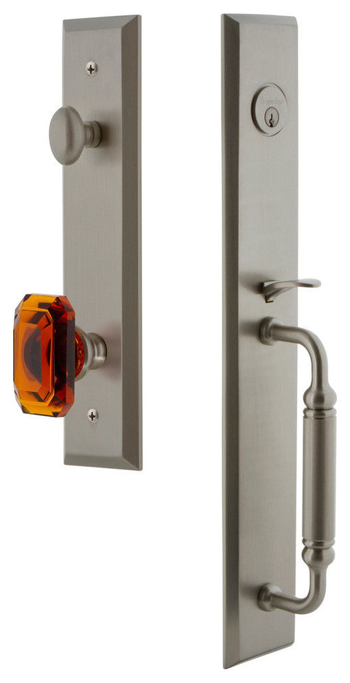 Fifth Avenue 1-Piece Dummy Handleset, C Grip and Baguette Amber Knob, 849255