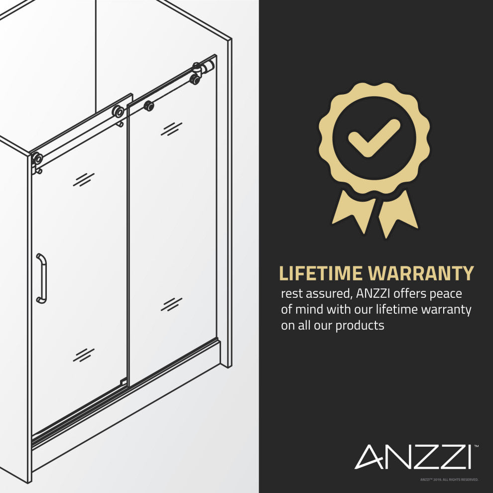 Madam Series 60 in. W x 76 in. H Frameless Sliding Shower Door in Matte Black
