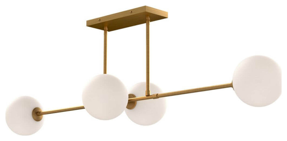 Alora Mood Cassia 4 Light 48" Linear Light, Aged Gold With Opal Glass