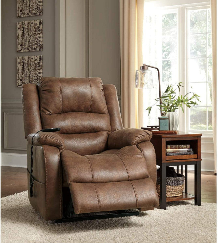 Modern Power Lift Recliner, Faux Leather Upholstered Seat With High Backrest, Sa