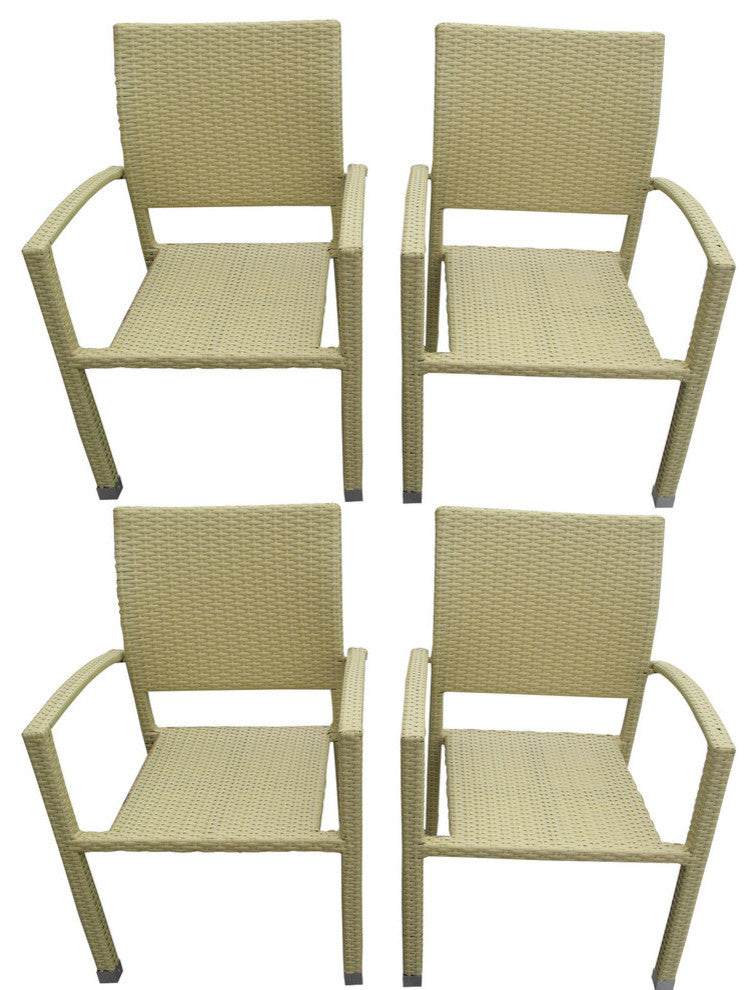 Modern Contemporary Outdoor Patio Chairs Set of 4 Tan