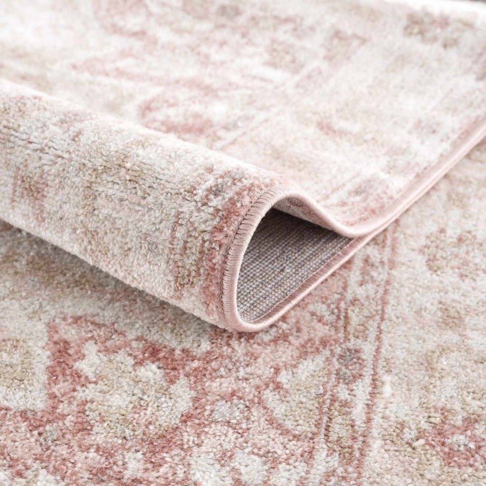 Hauteloom Kandos Area Rug, Plum/Pale Pink/Cream, 5'3" Square