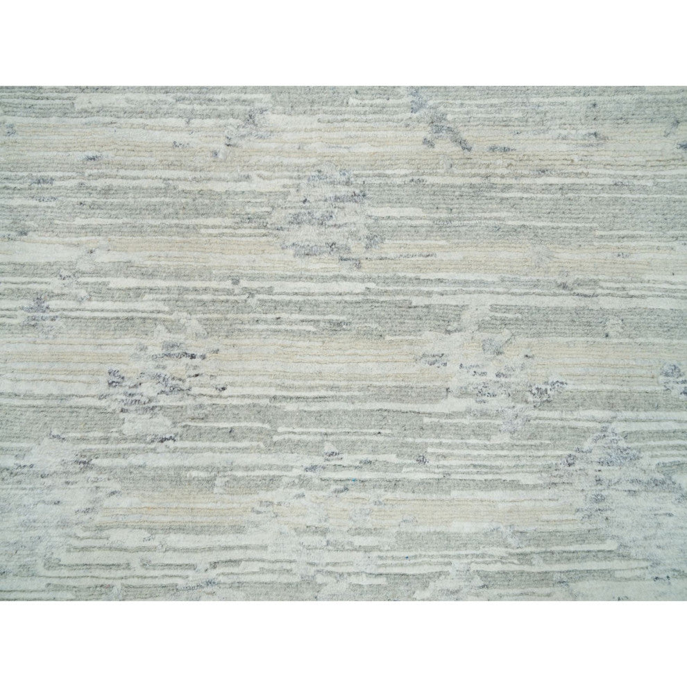 Gray Modern Design Hand Spun Undyed Natural Wool Hand Knotted Rug 2'7"x22'