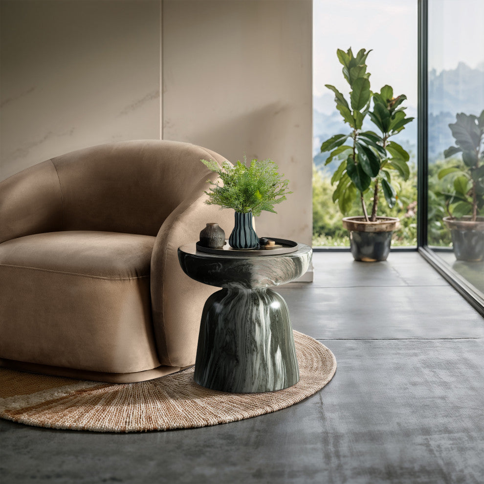 Avellino Finished Concrete Indoor/Outdoor End / Side Table, Green