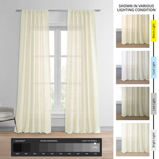 Antique Lace Linen Sheer Curtain Single Panel, 50"x120"