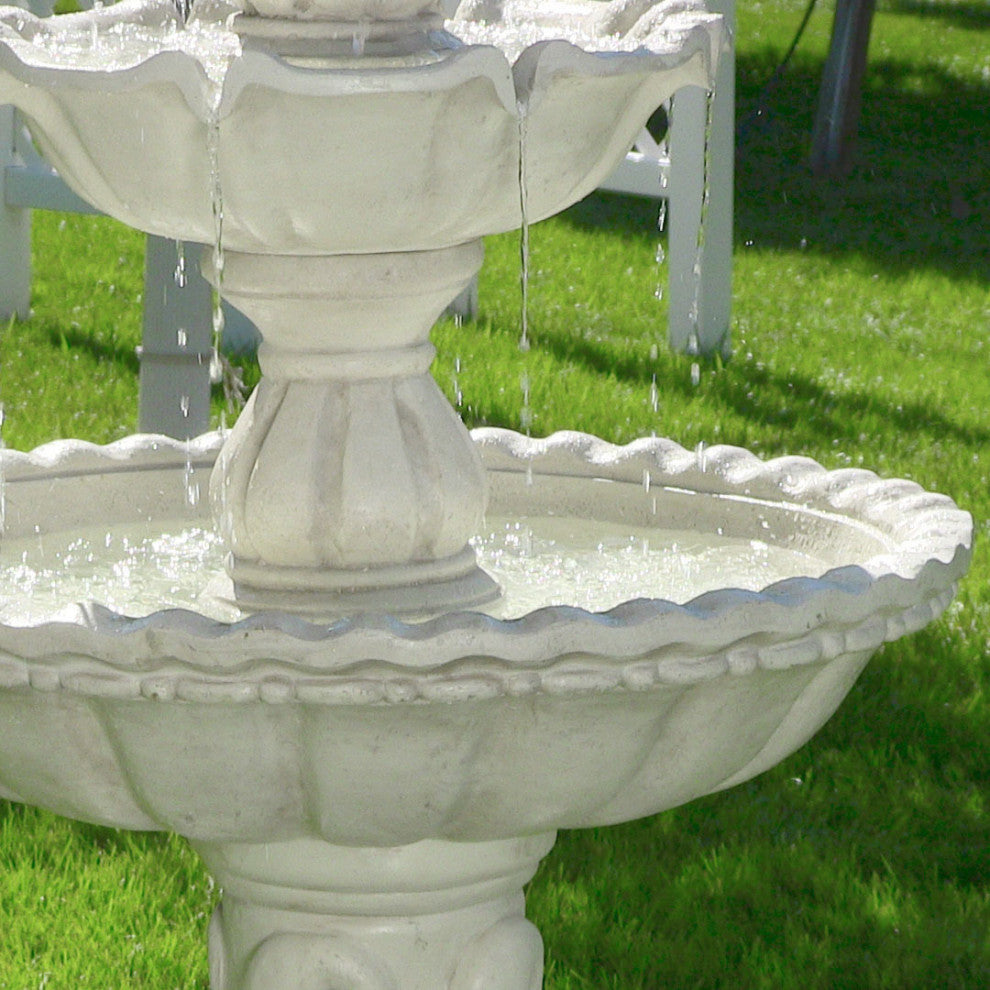 Sunnydaze Welcome 3-Tier Outdoor Garden Water Fountain, Electric, 59"
