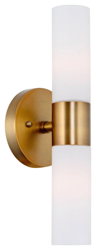 Kira Home Duo 14" Wall Sconce, Frosted Glass Shades, for Bathroom/, Warm Brass